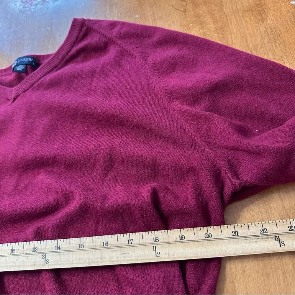 J Crew Men's V-Neck Cotton Cashmere Blend Red Large‎ Preppy Academia Collegiate